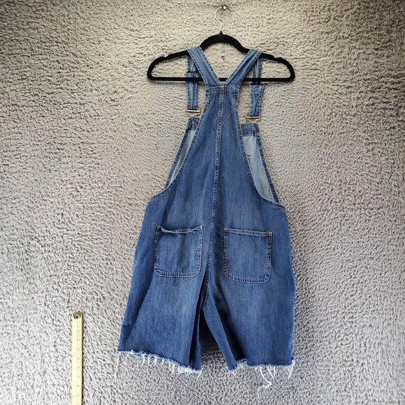 GAP Overalls Womens Medium Blue Distressed Denim Frayed Hem Adjustable Straps - Picture 8 of 8